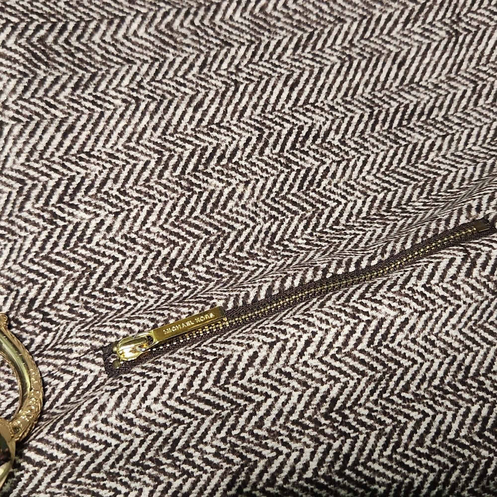 Michael Kors Herringbone Brown and Gold Lined Sleeveless Size 6 - Picture 5 of 7